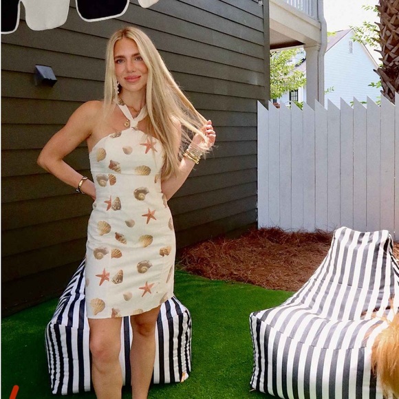 Wild Fable Linen Y-Neck Mini A Line Peach Lemon Dress - Picture 5 of 11